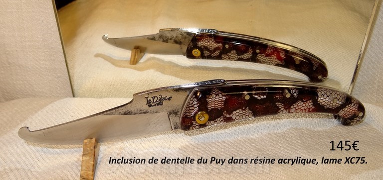 Couteau Le Najac - Manche en dentelle du Puy sous acrylique